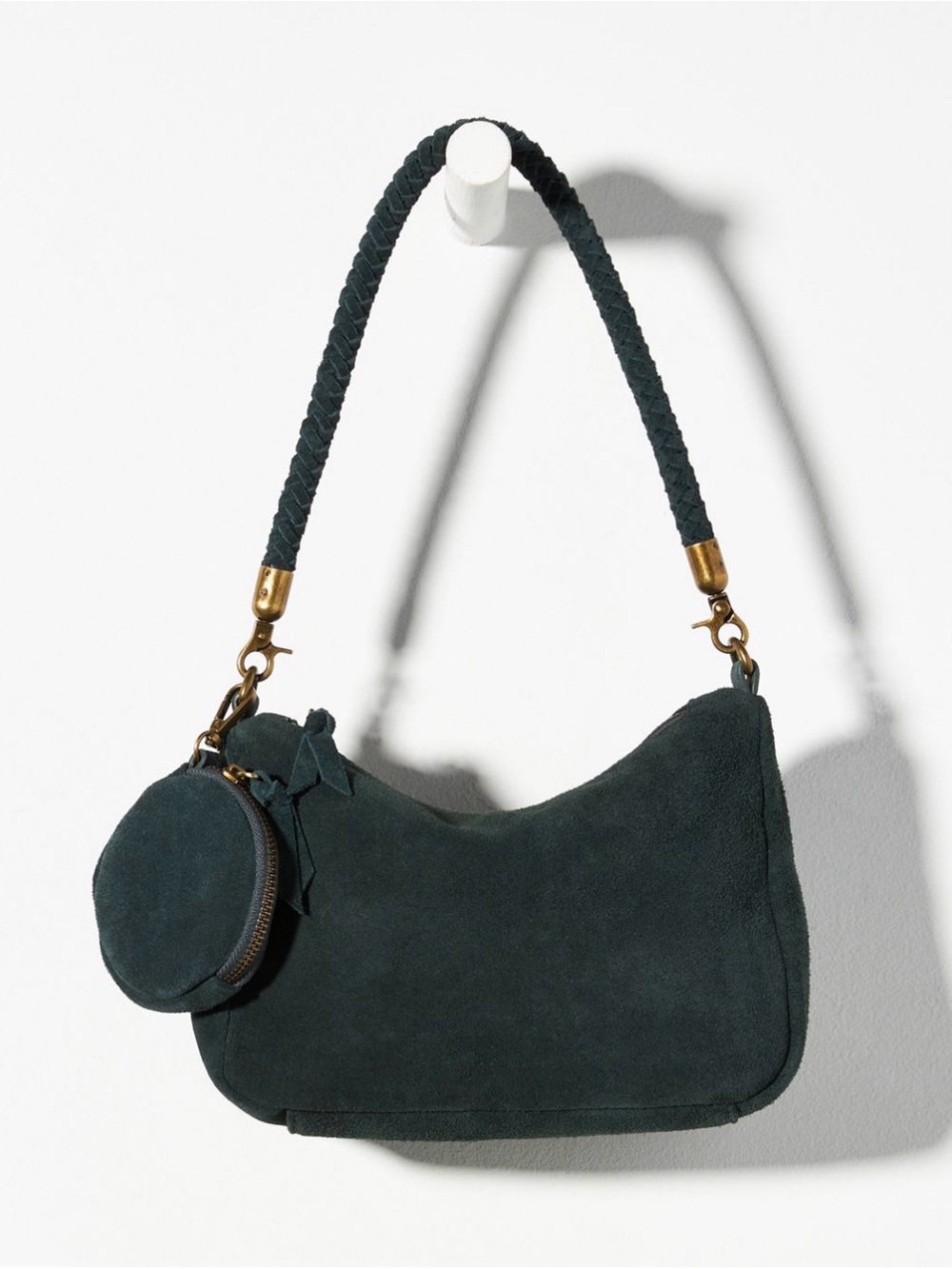 NWOT By Anthropologie Remi/Reid Duena Suede Shoulder Bag Coin Purse Hunter Green